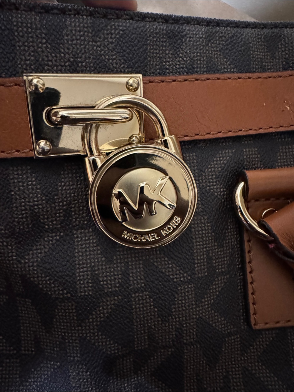 Michael Kors Hamilton East West Brown Logo Satchel Bag - Picture 6 of 6